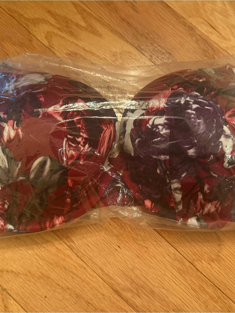 Lane Bryant Floral Strapless Bra in Burgundy, Purple, White